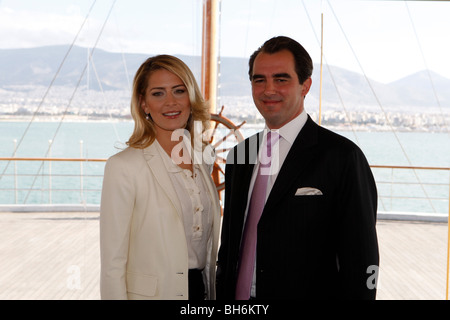 Prinz Nikolaos von Griechenland mit seiner Verlobten Tatiana Blatnik Stockfoto