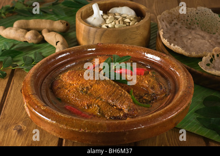 Kerala Fisch curry mit Appams Südindien Essen Stockfoto