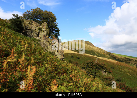 Caer Caradoc, einem Hügel in Shropshire Hügel AONB, östlich von der Stadt Kirche Stretton Stockfoto