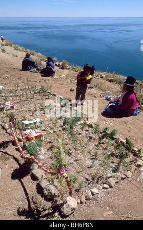 Angebote in Virgin Festival in Copacabana. Departamento De La Paz. Bolivien Stockfoto