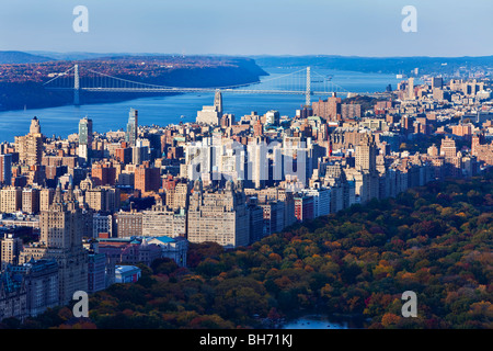 USA, New York City, Manhattan, Ansicht von Uptown Manhattan und Central Park von der Aussichtsplattform des Rockefeller Centers Stockfoto