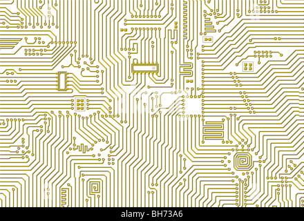Goldene industrielle Platine grafische Muster Stockfoto