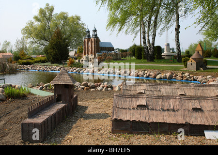 Pobiedziska Miniatur Freilichtmuseum Biskupin Modell, Großpolen, Polen Stockfoto