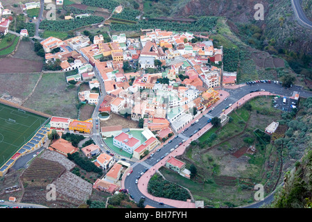 Blick von der Aussichtspunkt "Mirador de Abrante" Norden von La Gomera Kanaren Agulo Stadt Stockfoto