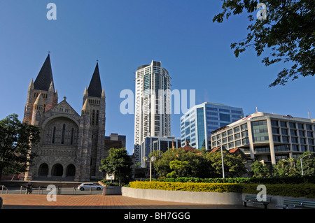 Cathedral Square und St. Johannes Kathedrale in Brisbane, Queensland, Australien. Stockfoto