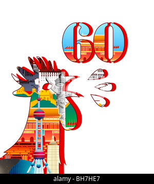 Bild zum 60. Jahrestag der VR China feiern Stockfoto