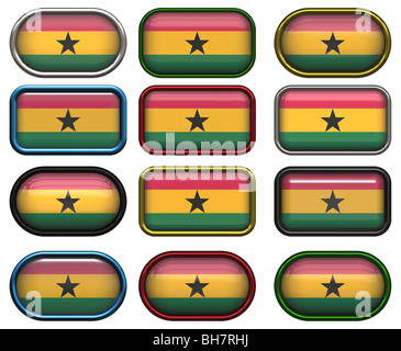 zwölf Tasten der Flagge Ghana Stockfoto