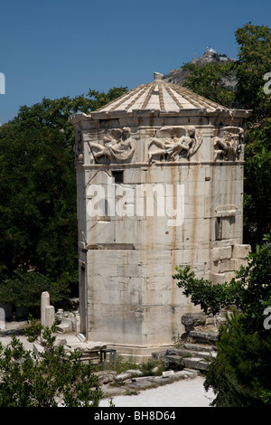 Athen Griechenland Römische Agora Turm der Winde (Horologion von Kyrristos) gilt als die erste meteorologische Station der Welt Stockfoto