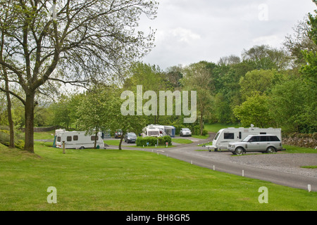 Campingplatz am Meathop fiel in der Nähe von Grange über Sand. Caravan Club Site. Stockfoto