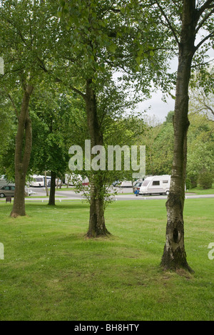 Campingplatz am Meathop fiel in der Nähe von Grange über Sand. Caravan Club Site. Stockfoto