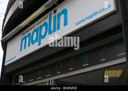 Maplin High Street Shop anmelden Stockfoto