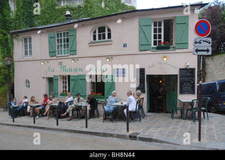 La Maison Rose Restaurant, 2 rue de abreuvoir in Montmartre, Paris. Stockfoto