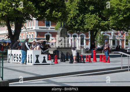 Straße Schachspiel in der Cathedral Square, Christchurch, Neuseeland Stockfoto