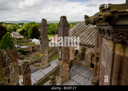 Blick vom Dach des Melrose Abbey, Scottish Borders Stockfoto