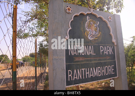 Zeichen der Ranthambore Nationalpark in Indien Stockfoto