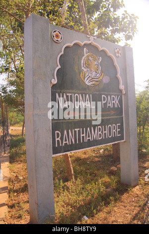 Zeichen der Ranthambore Nationalpark in Indien Stockfoto