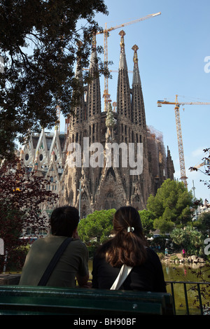 Kathedrale La Sagrada Familia des Architekten Antoni Gaudi, Barcelona, Katalonien, Spanien Stockfoto