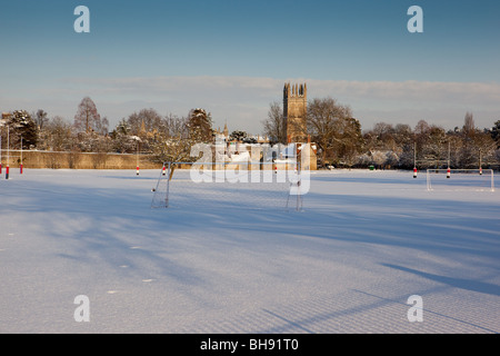 Blick auf Merton College in Oxford, im Winter Stockfoto