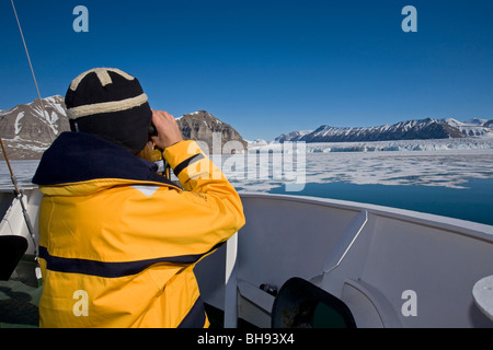 Kreuzfahrt nach Spitzbergen, Tunabreen Gletscher, Sassenfjorden, Svalbard-Archipel, Norwegen Stockfoto