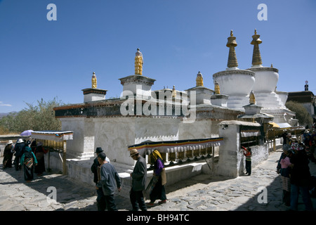 Anhänger an Stupas an das Tashilhunpo Kloster Shigatse tibet Stockfoto