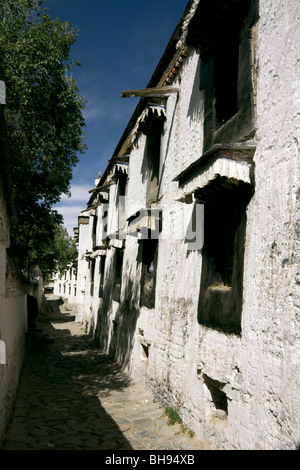 traditionelle tibetische Architektur an Tashilhunpo Kloster Shigatse tibet Stockfoto