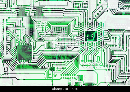 Industrielle High-Tech-Grafik Elektronikplatine Hintergrund Stockfoto