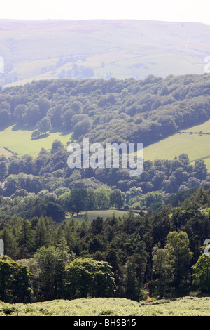 Blick vom Stanage Edge in Derbyshire Peak District, Großbritannien. Stockfoto