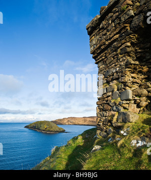 Klippe Ruinen von Duntulm Castle, Trotternish, Isle Of Skye, Schottland Stockfoto