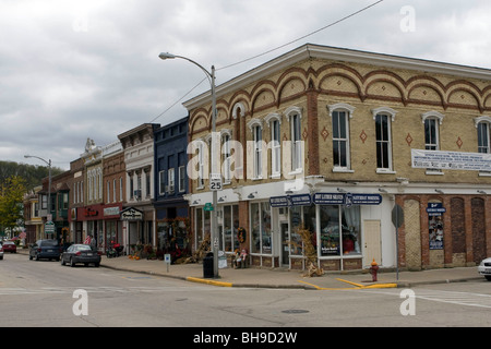 19. Jahrhundert-Gebäude in der Innenstadt von Mineral Point, Wisconsin, USA, Nordamerika. Stockfoto