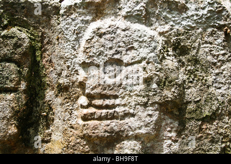 Der Tzompantli Wand der Schädel / Chichén Itzá, Yucatan, Mexiko Stockfoto