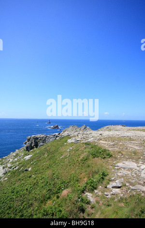 Das französische touristischen Wahrzeichen der Pointe du Raz, Bretagne. Stockfoto