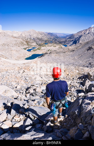 Kletterer im Anflug auf Bear Creek Spire, John Muir Wildnis, die Berge der Sierra Nevada, Kalifornien Stockfoto