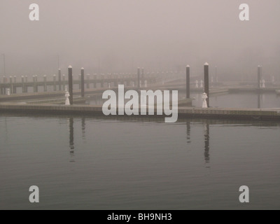 Dock-Nebel Northport Long Island NY Stockfoto