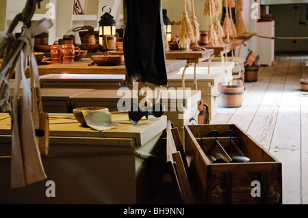 SYDNEY, Australien – das Innere einer Nachbildung des Schiffes Endeavour von Captain James Cook unter Deck im Australian National Maritime Museum im Darling Harbour in Sydney Stockfoto