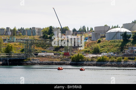 Chevron Ölraffinerie und Terminal, Burnaby, in der Nähe von Vancouver, BC, Kanada Stockfoto