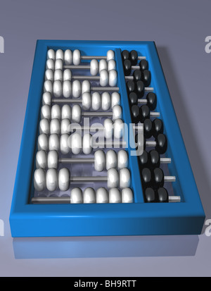 Beispiel für einen authentischen Abakus auf eine glänzende Oberfläche Stockfoto