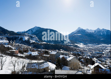 Blick über das Stadtzentrum von Briancon, Serre Chevalier, Hautes Alpes, Frankreich Stockfoto