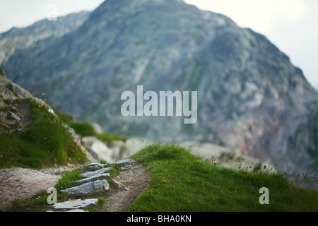 Grimselpass im Sommer - Kanton Wallis, Schweiz Stockfoto