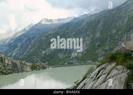 Grimselpass im Sommer - Kanton Wallis, Schweiz Stockfoto