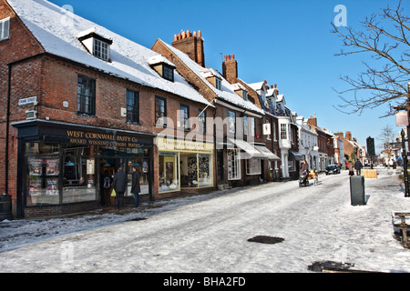 North Street Chichester, West Sussex im Schnee Januar 2010 Stockfoto