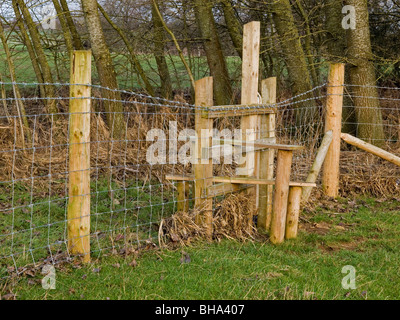 Stil über Schafe Netting und Stacheldraht Stockfoto