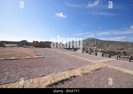 Griechenland, Rhodos, Lindos Akropolis Athena Lindia Tempel, 4. Jahrhundert v. Chr. Stockfoto