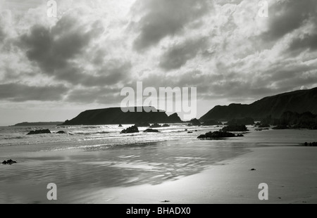 Marloes Sands Beach am Abend Licht Pembrokeshire, Cymru, Wales Stockfoto