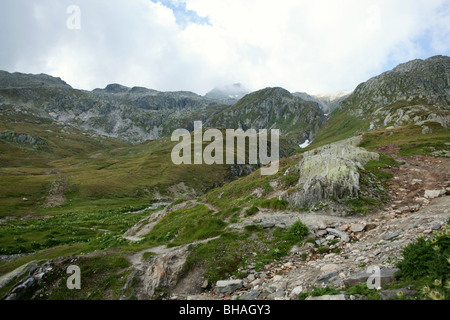 Grimselpass im Sommer - Kanton Wallis, Schweiz Stockfoto