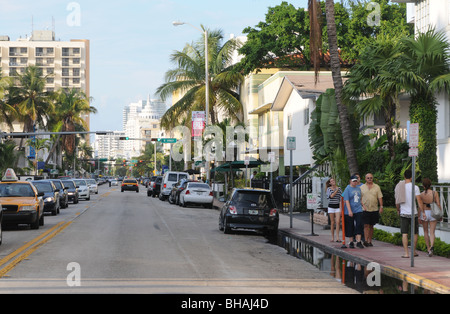 Miami Beach Stadtbild, Collins Avenue an der 9th Street, Miami Beach, Florida Stockfoto