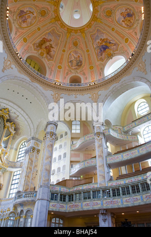 Innenansicht der Frauenkirche in Dresden, Frauenkirche, Dresden, Sachsen, Deutschland Stockfoto