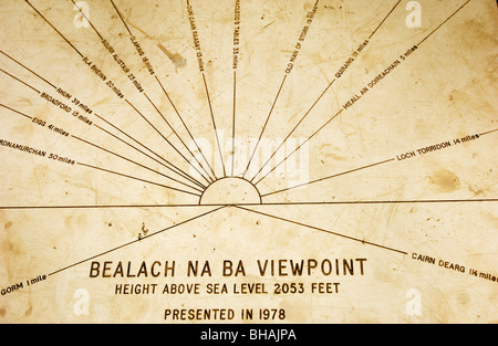 Triangulation Punkt an der Oberseite des Bealach Na Ba Pass Applecross Stockfoto
