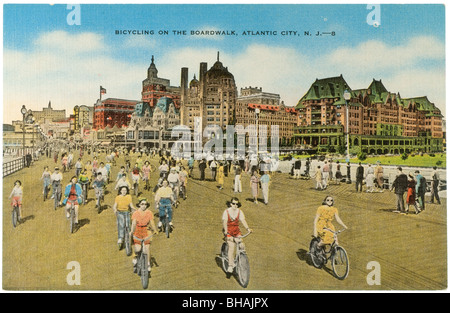 Vintage Postkarte von der Promenade in Atlantic City, New Jersey Stockfoto