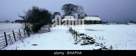 Verlassenen Hütte im Winter, Peat Inn, Schottland Stockfoto