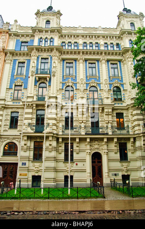 Gebäude im Jugendstil Bezirk von Riga, Lettland Stockfoto